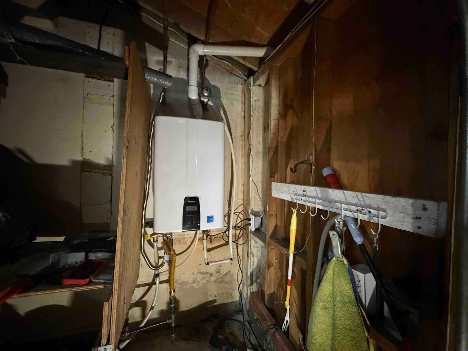 Navien tankless installed in a closet